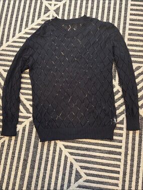 Men's Black Diamond Openwork Crewneck Sweater
